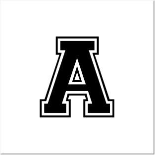 Initial Letter A - Varsity Style Design - Black text Posters and Art